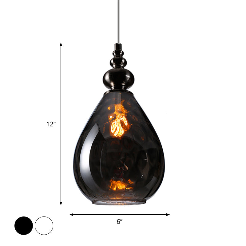 Vintage Raindrop Glass Pendant Lamp With Amber/Clear/Smoke Grey Shades And Flexible Arm
