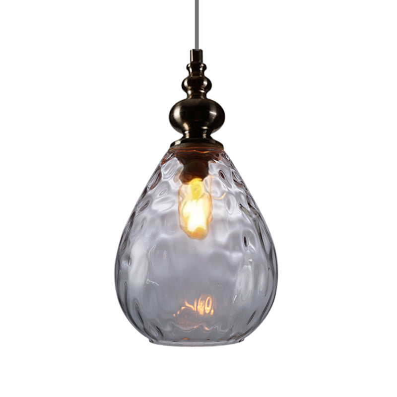 Vintage Raindrop Glass Pendant Lamp With Amber/Clear/Smoke Grey Shades And Flexible Arm