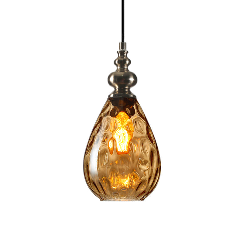 Vintage Raindrop Glass Pendant Lamp With Amber/Clear/Smoke Grey Shades And Flexible Arm