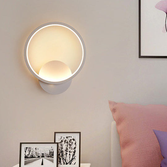 Modern Led Bedside Wall Light - Aluminum Minimalistic Sconce Lighting In Black/White 8/10/12.5 Dia