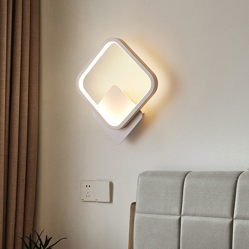 Modern Led Bedside Wall Light - Aluminum Minimalistic Sconce Lighting In Black/White 8/10/12.5 Dia
