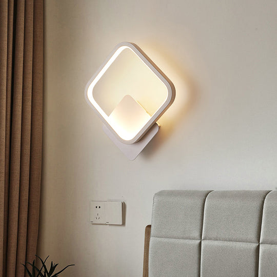 Modern Led Bedside Wall Light - Aluminum Minimalistic Sconce Lighting In Black/White 8/10/12.5 Dia
