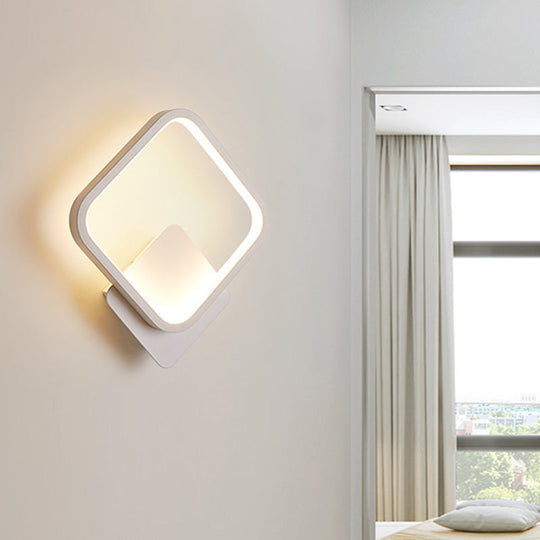 Modern Led Bedside Wall Light - Aluminum Minimalistic Sconce Lighting In Black/White 8/10/12.5 Dia