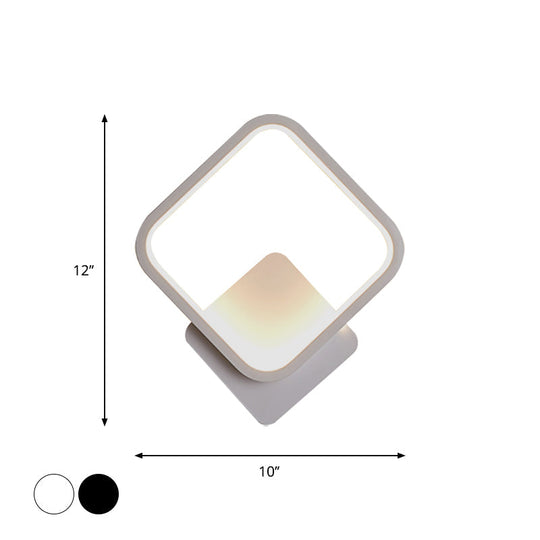 Modern Led Bedside Wall Light - Aluminum Minimalistic Sconce Lighting In Black/White 8/10/12.5 Dia