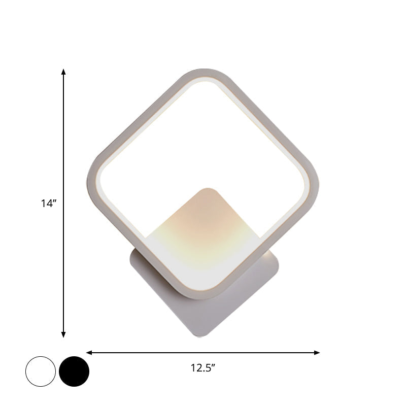 Modern Led Bedside Wall Light - Aluminum Minimalistic Sconce Lighting In Black/White 8/10/12.5 Dia