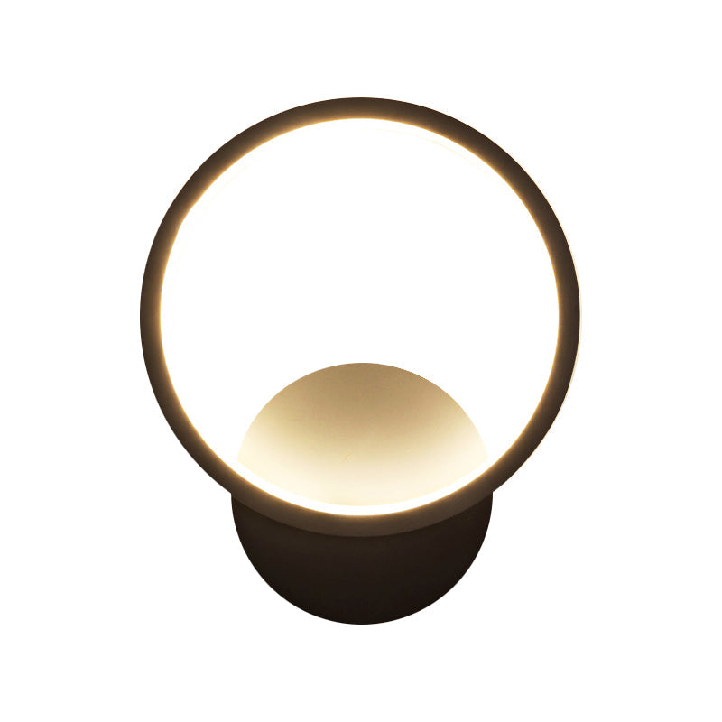 Modern Led Bedside Wall Light - Aluminum Minimalistic Sconce Lighting In Black/White 8/10/12.5 Dia