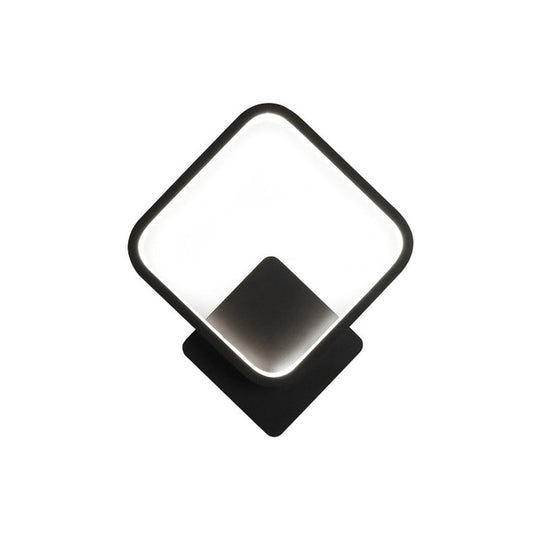 Modern Led Bedside Wall Light - Aluminum Minimalistic Sconce Lighting In Black/White 8/10/12.5 Dia
