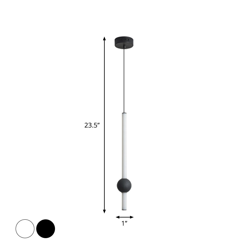 Sleek Sword-Shape Led Hanging Lamp Kit: Simplicity Acrylic | Black/White Warm/White/3 Color Light