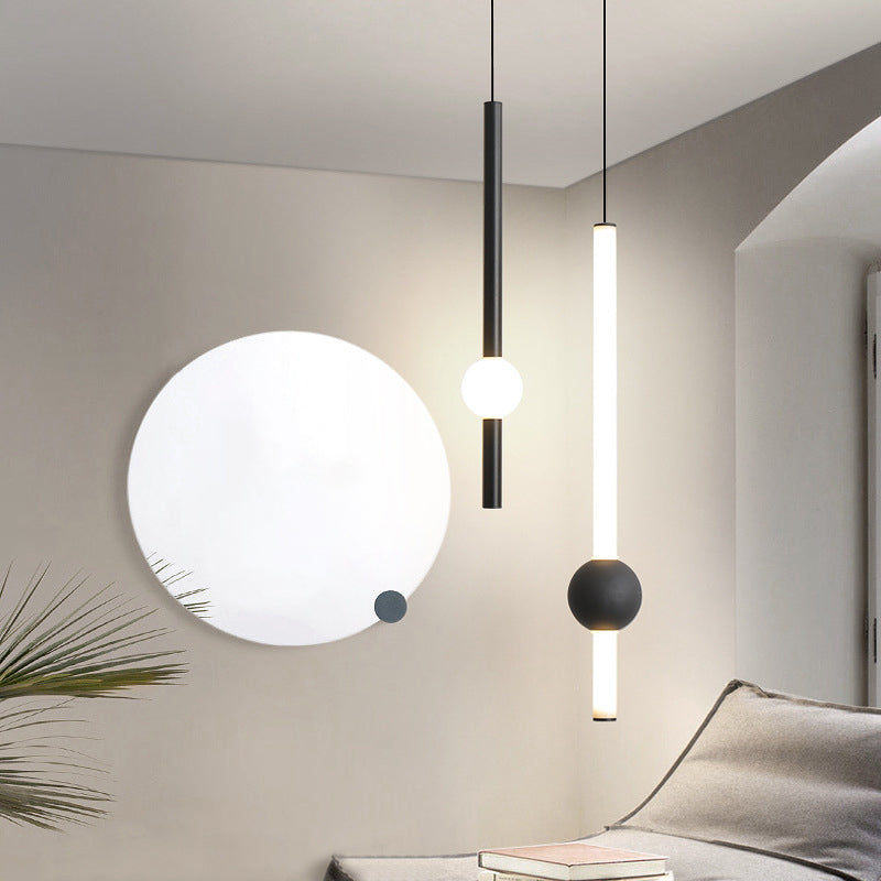 Sword-Shaped Led Hanging Lamp Kit - Modern Acrylic Black/White Suspension Light In Warm/White/3