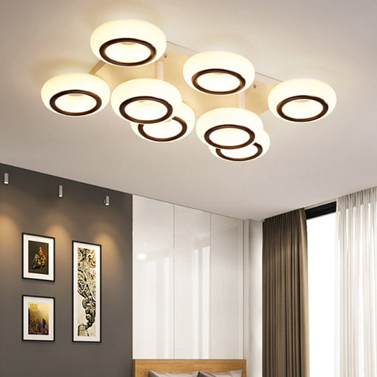 Modern Acrylic Doughnut Ceiling Flush Light With White Led - 3/6 - Head Mount Fixture 6 /