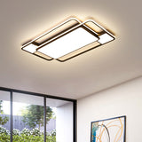 Modern Led Flush Mount Ceiling Lamp: Acrylic Black Square/Rectangle With 3 Color Light Options /