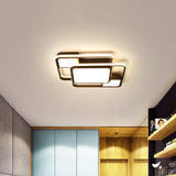 Modern Led Flush Mount Ceiling Lamp: Acrylic Black Square/Rectangle With 3 Color Light Options /