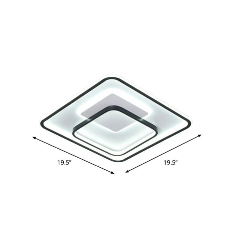 Minimalist Bedroom Led Ceiling Lamp: Multi-Square/Round/Rectangle Flush Light In Black Or White With