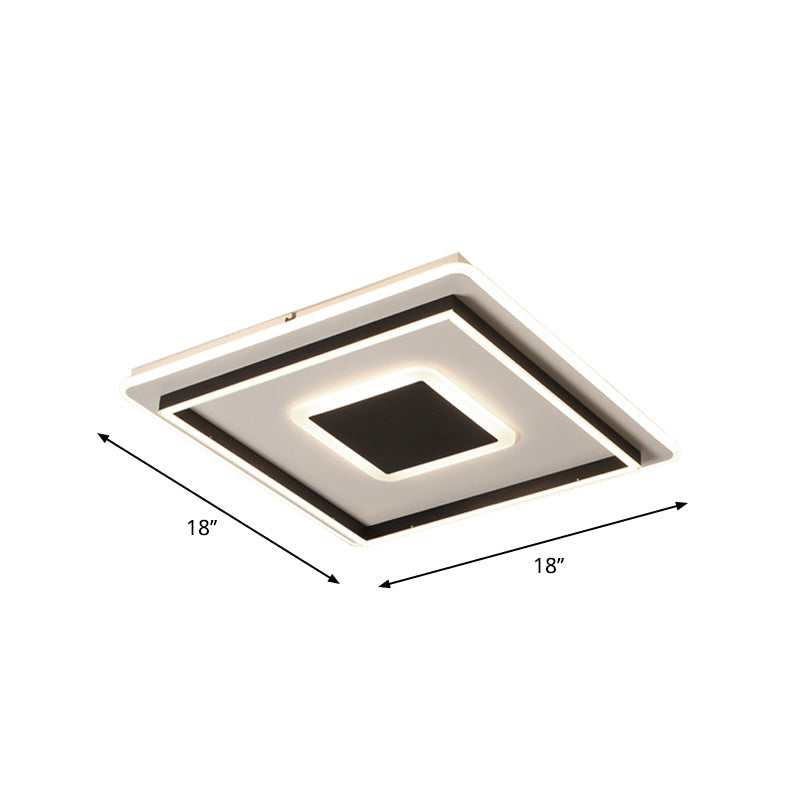 Modern Black Led Flush-Mount Ceiling Lamp With Acrylic Shade - Living Room Light White/3 Color