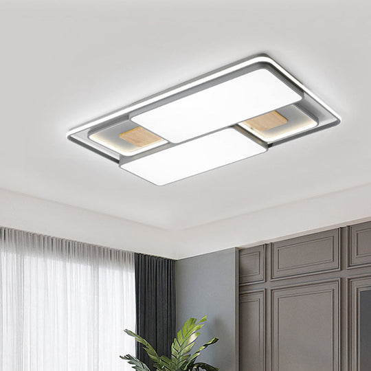 Minimalist Rectangular/Square Led Flushmount Ceiling Light In Grey/Black With Warm/White Grey / Warm