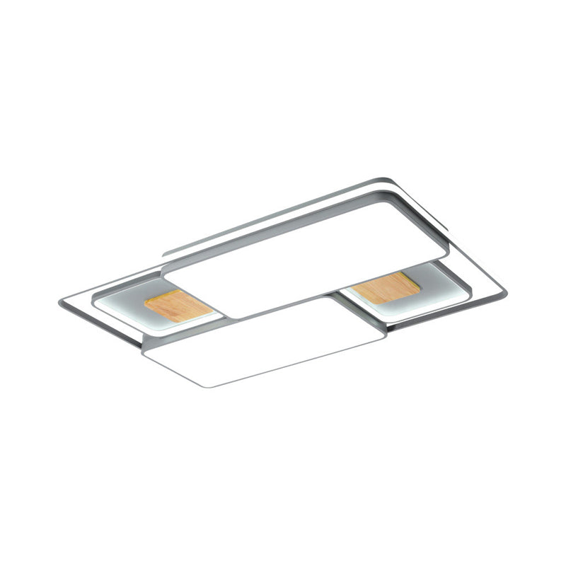 Minimalist Rectangular/Square Led Flushmount Ceiling Light In Grey/Black With Warm/White