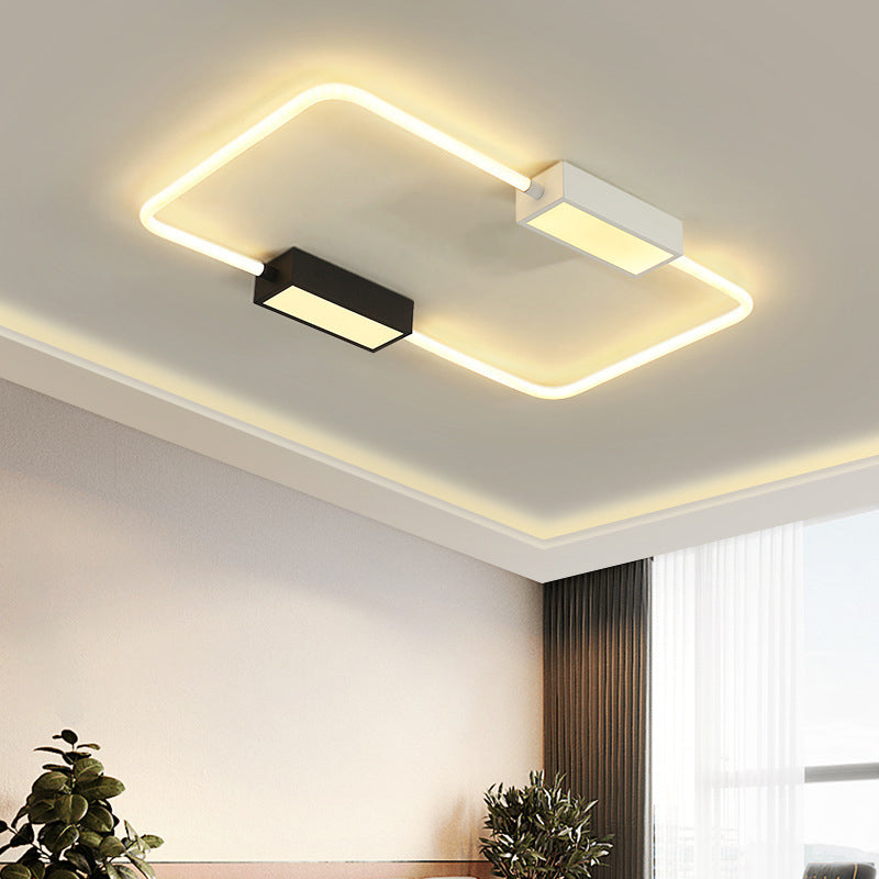 Modern Led Ceiling Mount Lamp: White Round/Square/Rectangular Flush With Acrylic Shade Warm/White
