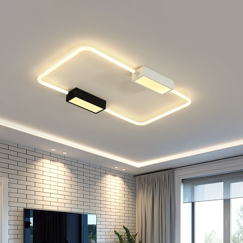 Modern Led Ceiling Mount Lamp: White Round/Square/Rectangular Flush With Acrylic Shade –