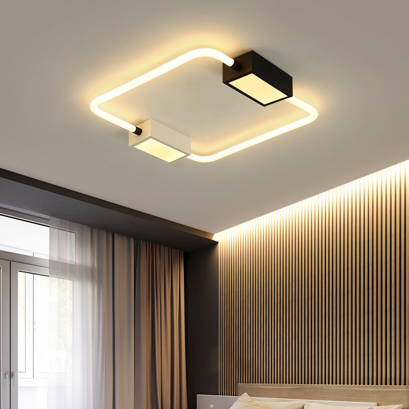 Modern Led Ceiling Mount Lamp: White Round/Square/Rectangular Flush With Acrylic Shade Warm/White