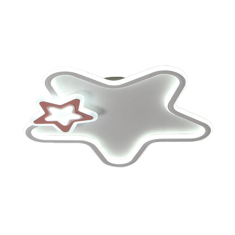 Kids Star Flush Ceiling Light: Cartoon Acrylic Black/Blue/Pink Led Lamp (Warm/White Light)