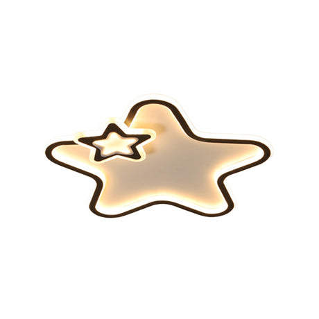 Kids Star Flush Ceiling Light: Cartoon Acrylic Black/Blue/Pink Led Lamp (Warm/White Light)