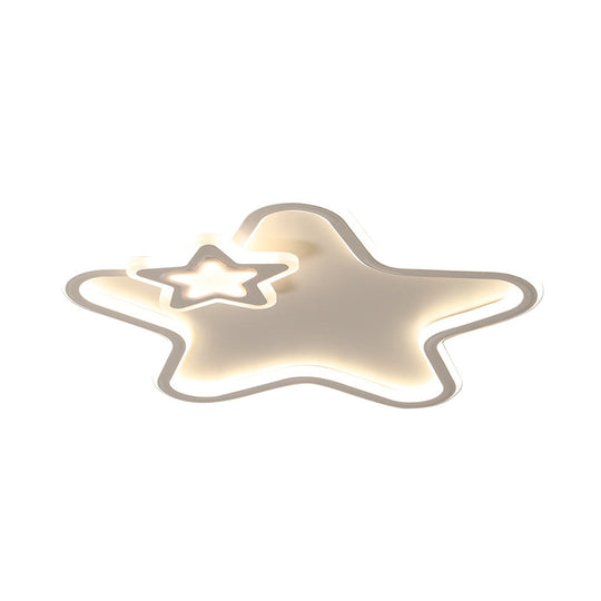 Kids Star Flush Ceiling Light: Cartoon Acrylic Black/Blue/Pink Led Lamp (Warm/White Light)