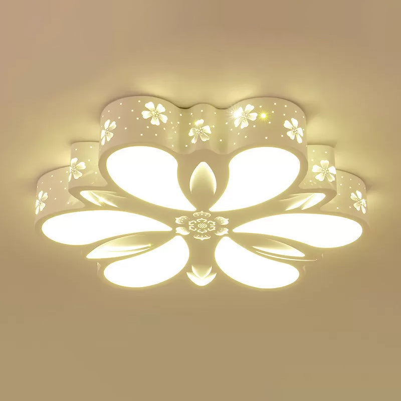 Contemporary Acrylic Led Flush Mount Ceiling Light: Cut-Out Flower Design Warm/White/3 Color