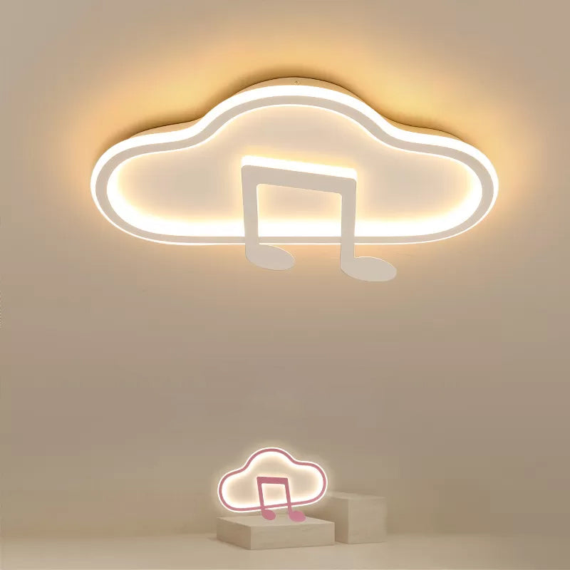Creative Kids White/Pink Cloud Flush Light Fixture - 19.5/23.5 Wide Led Ceiling Lamp With Warm/White