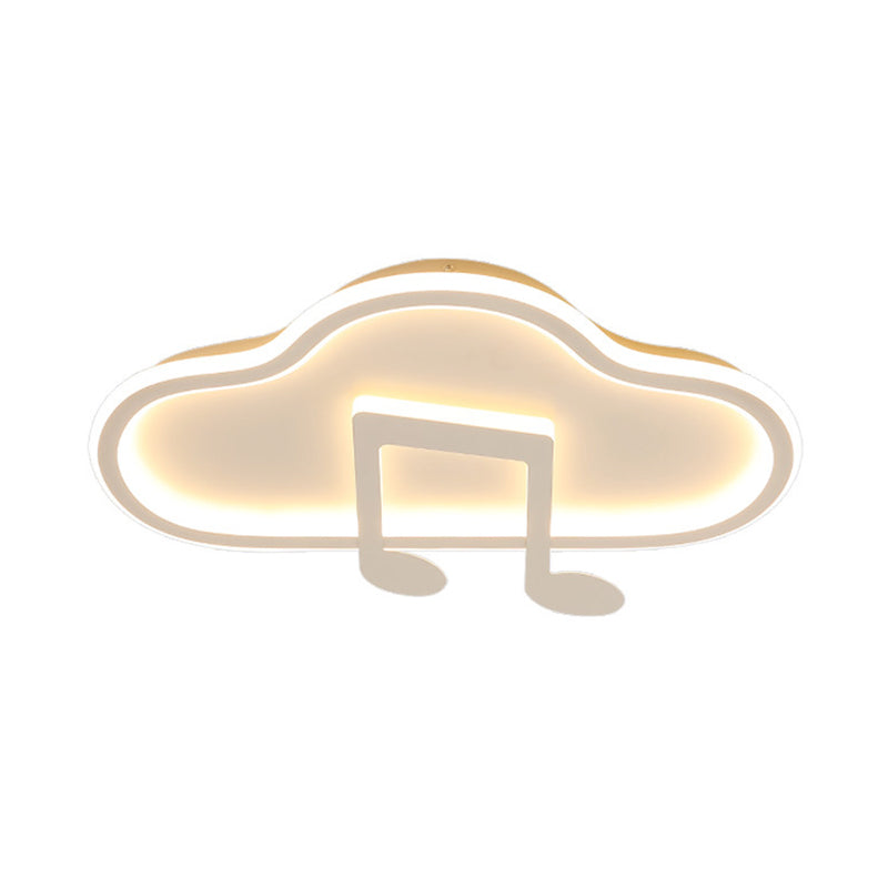 Creative Kids White/Pink Cloud Flush Light Fixture - 19.5’/23.5’ Wide Led Ceiling Lamp With