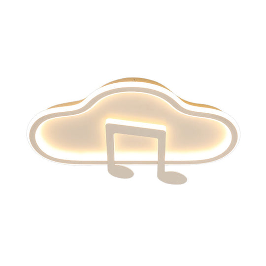 Creative Kids White/Pink Cloud Flush Light Fixture - 19.5’/23.5’ Wide Led Ceiling Lamp With