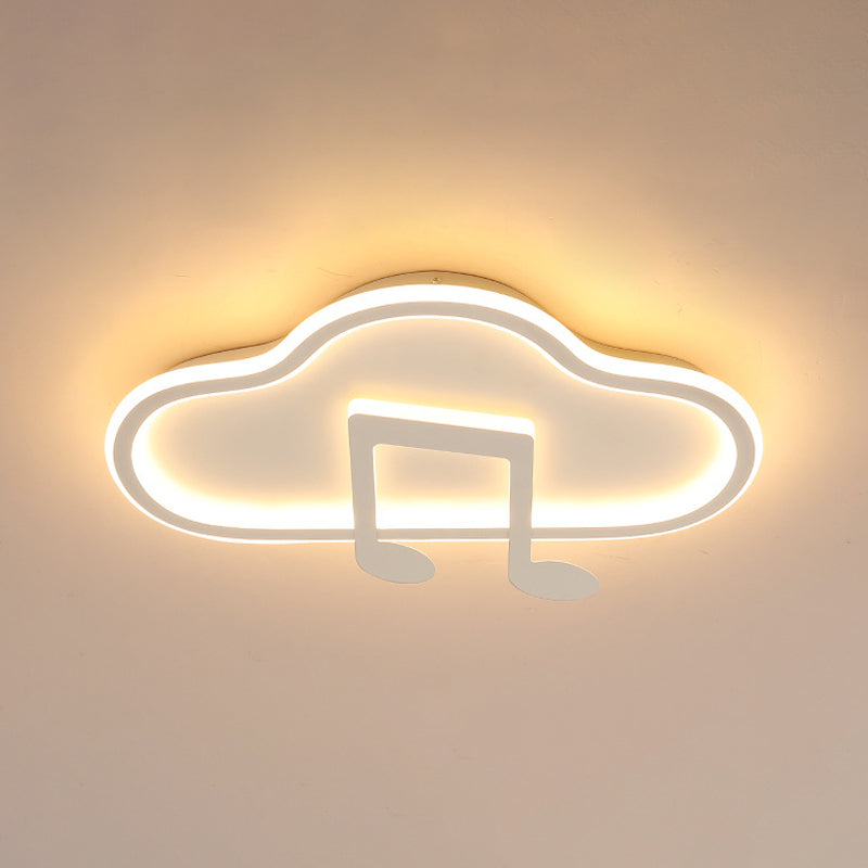 Creative Kids White/Pink Cloud Flush Light Fixture - 19.5’/23.5’ Wide Led Ceiling Lamp With
