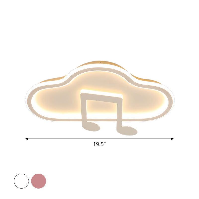 Creative Kids White/Pink Cloud Flush Light Fixture - 19.5’/23.5’ Wide Led Ceiling Lamp With