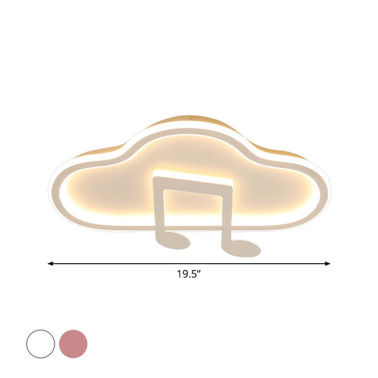 Creative Kids White/Pink Cloud Flush Light Fixture - 19.5’/23.5’ Wide Led Ceiling Lamp With
