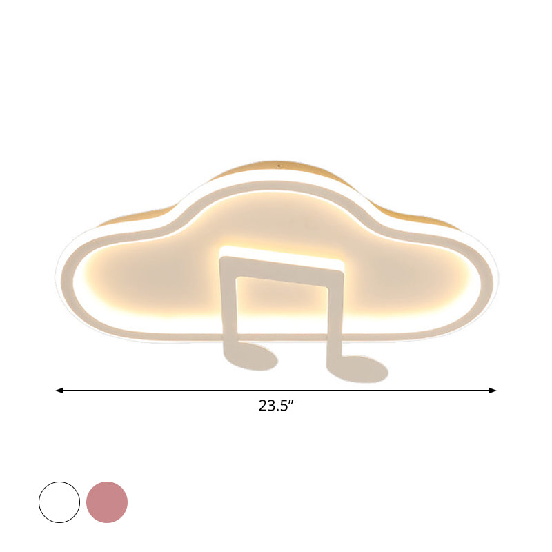 Creative Kids White/Pink Cloud Flush Light Fixture - 19.5’/23.5’ Wide Led Ceiling Lamp With