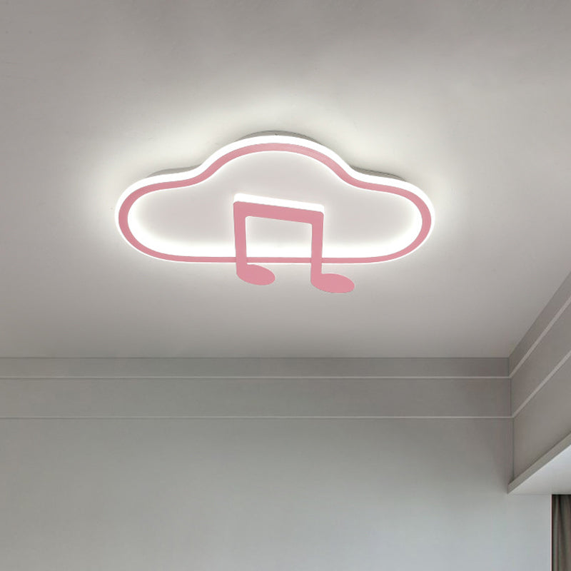 Creative Kids White/Pink Cloud Flush Light Fixture - 19.5’/23.5’ Wide Led Ceiling Lamp With