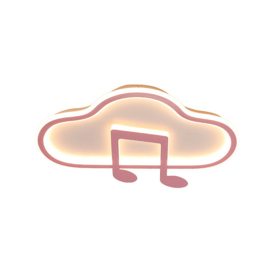 Creative Kids White/Pink Cloud Flush Light Fixture - 19.5’/23.5’ Wide Led Ceiling Lamp With