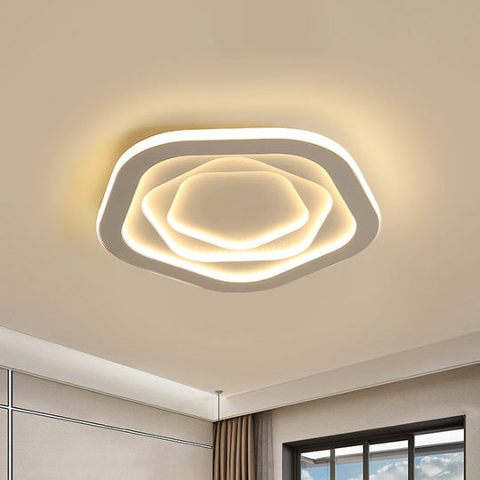 Led White Flush Mount Ceiling Lamp With Modern Acrylic Shade - 16/19.5 For Bedroom