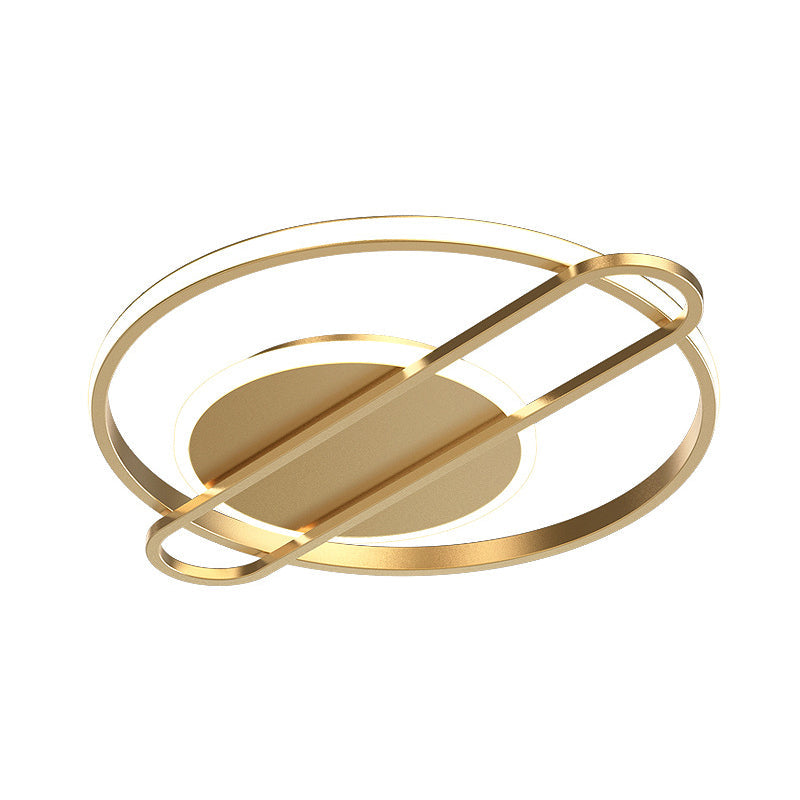 Minimalist Metallic Black/Gold Led Flush Ceiling Light - Circle/Square Shape In Warm/White