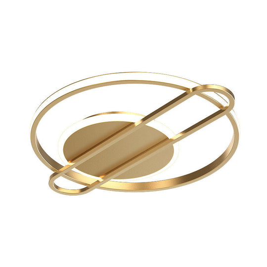 Minimalist Metallic Black/Gold Led Flush Ceiling Light - Circle/Square Shape In Warm/White