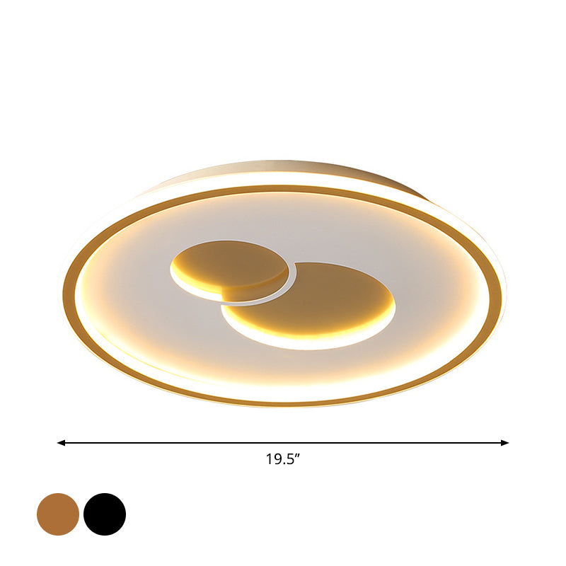 16/19.5 Black/Gold Led Flushmount Ceiling Light With Simplicity Acrylic Design