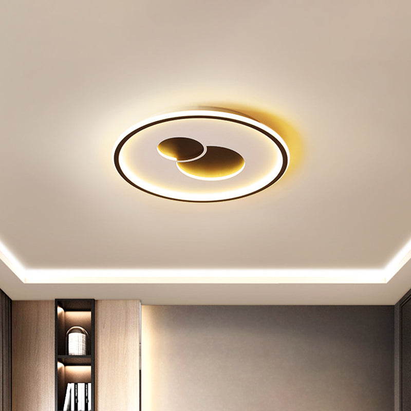 16’/19.5’ Black/Gold Led Flushmount Ceiling Light With Simplicity Acrylic Design