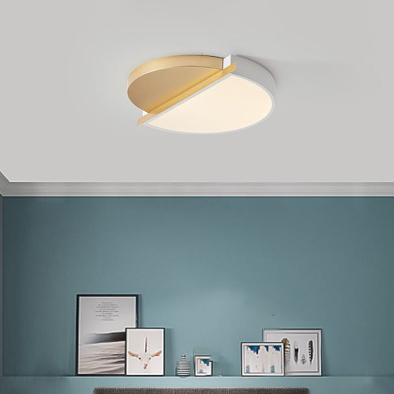 Modern Metal Led Flush Light: Sunrise Design 16’/23.5’ W Round Bedroom Ceiling Mount Lamp In