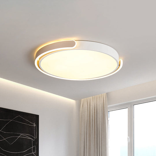 Simplicity Led Ceiling Lamp - Black/White/Gold Round Flush Mount Lighting With Acrylic Shade