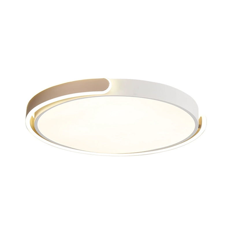 Simplicity Led Ceiling Lamp - Black/White/Gold Round Flush Mount Lighting With Acrylic Shade