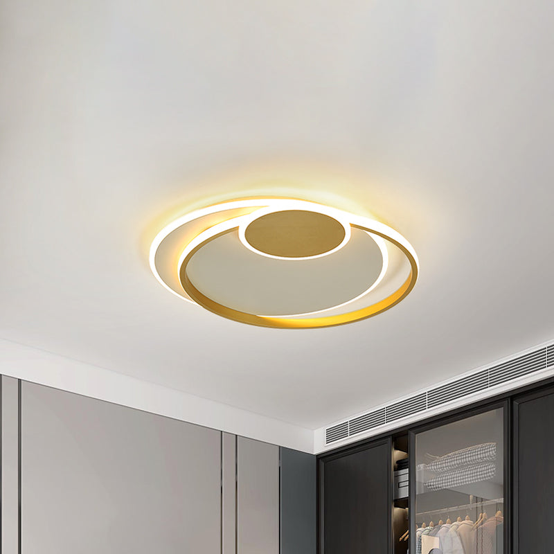 Circle Metal Flushmount Ceiling Light: 16.5/20.5 Wide Led Gold In Warm/White/3 Color For Bedroom