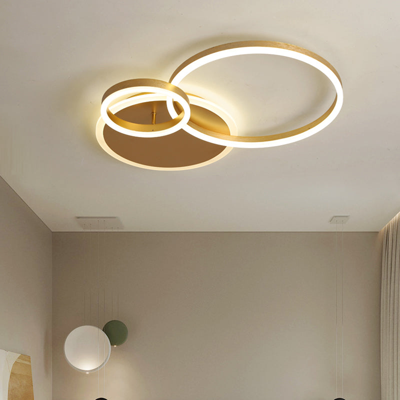 Modernist Led Flushmount Gold Hoop Ceiling Light Acrylic Shade Warm/White – 2/3/5-Head