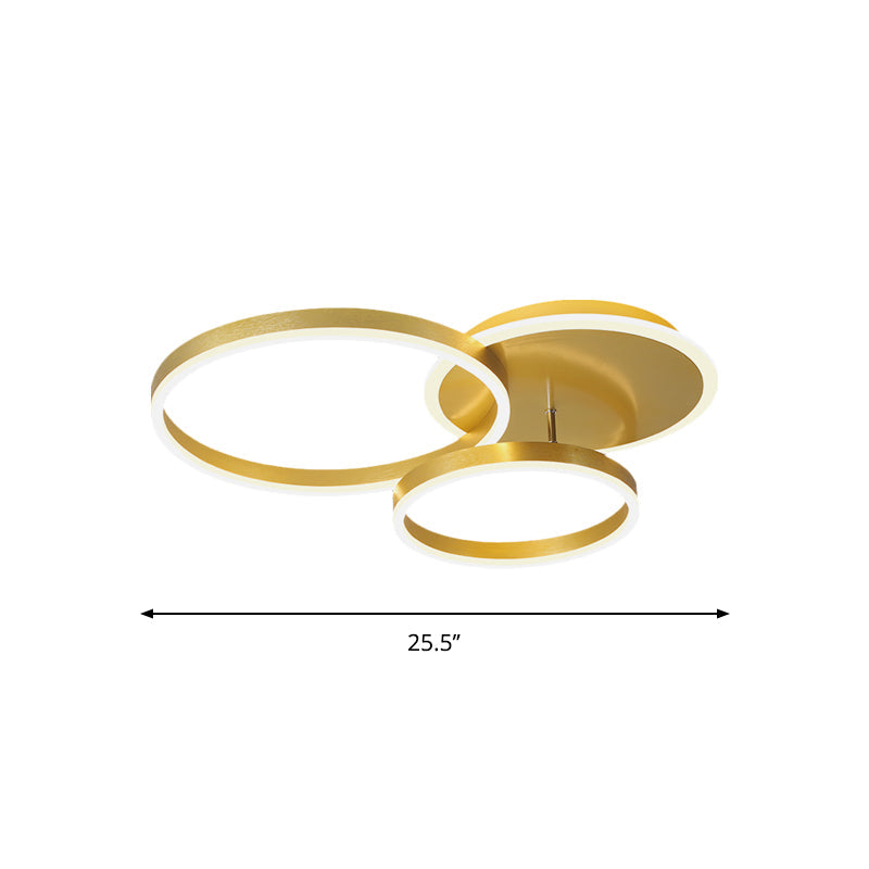 Modernist Led Flushmount Gold Hoop Ceiling Light Acrylic Shade Warm/White 2/3/5-Head
