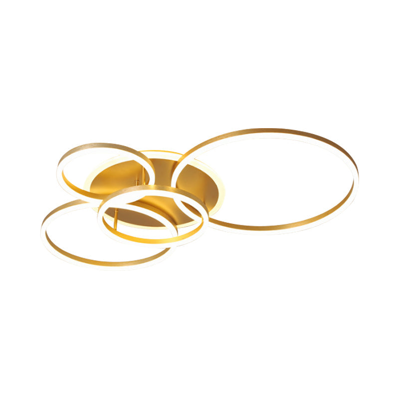 Modernist Led Flushmount Gold Hoop Ceiling Light Acrylic Shade Warm/White – 2/3/5-Head