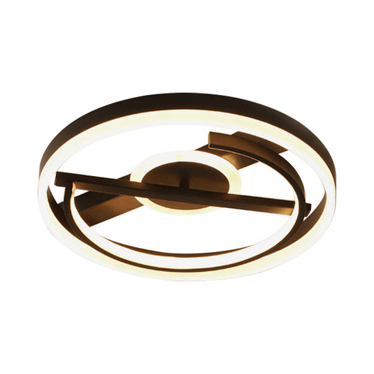 Minimalist Led Circular Hotel Ceiling Mount Lamp - Aluminum Flush Light In Black/White 16’/19.5’ Dia