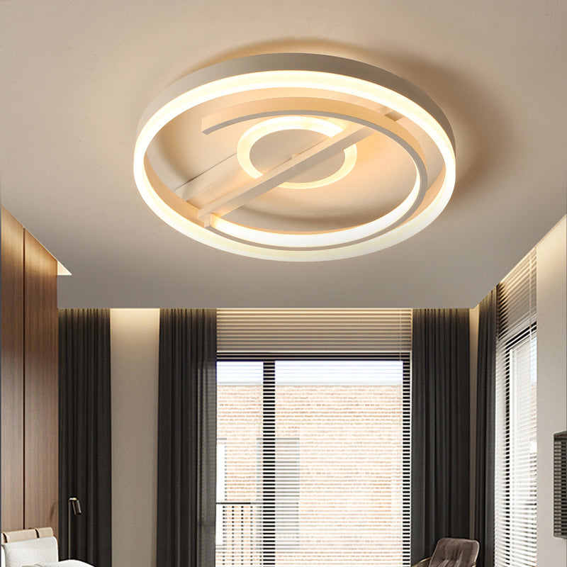 Minimalist Led Circular Hotel Ceiling Mount Lamp - Aluminum Flush Light In Black/White 16/19.5 Dia